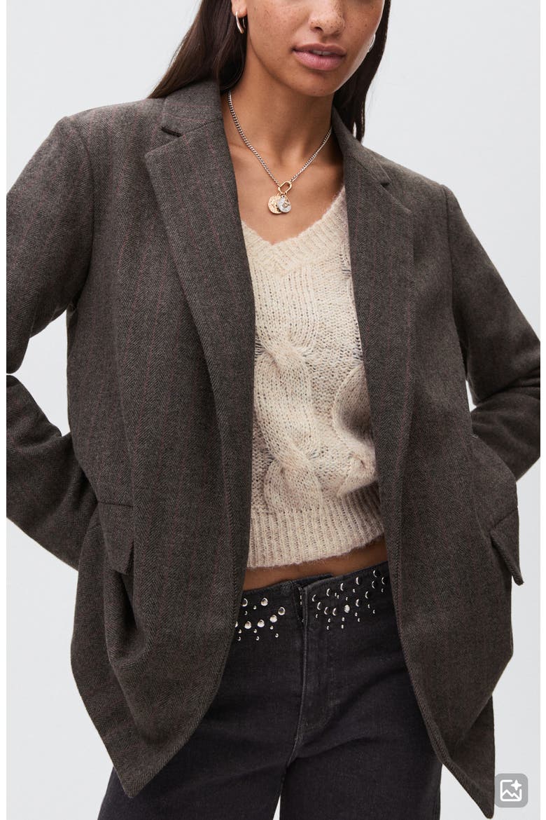 Herringbone Stripe Blazer, Main, color, GREY