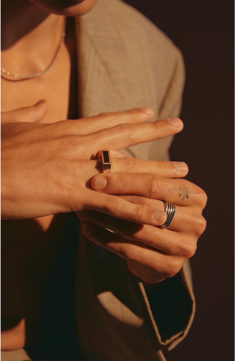 LOUPN Rectangle Black Onyx Ring, Alternate, color, Silver
