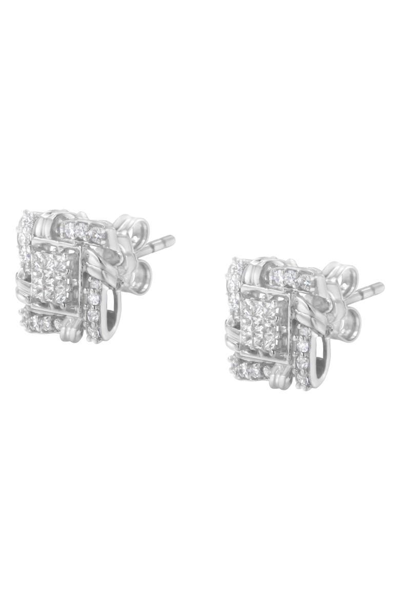 Silver 1/2 Ct Round Diamond Stud Earrings, Alternate, color, White