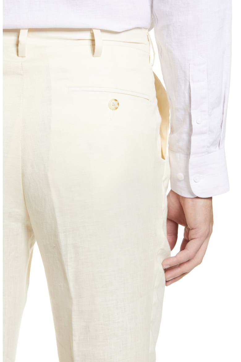 Pleat Front Linen Pants, Alternate, color, CREAM