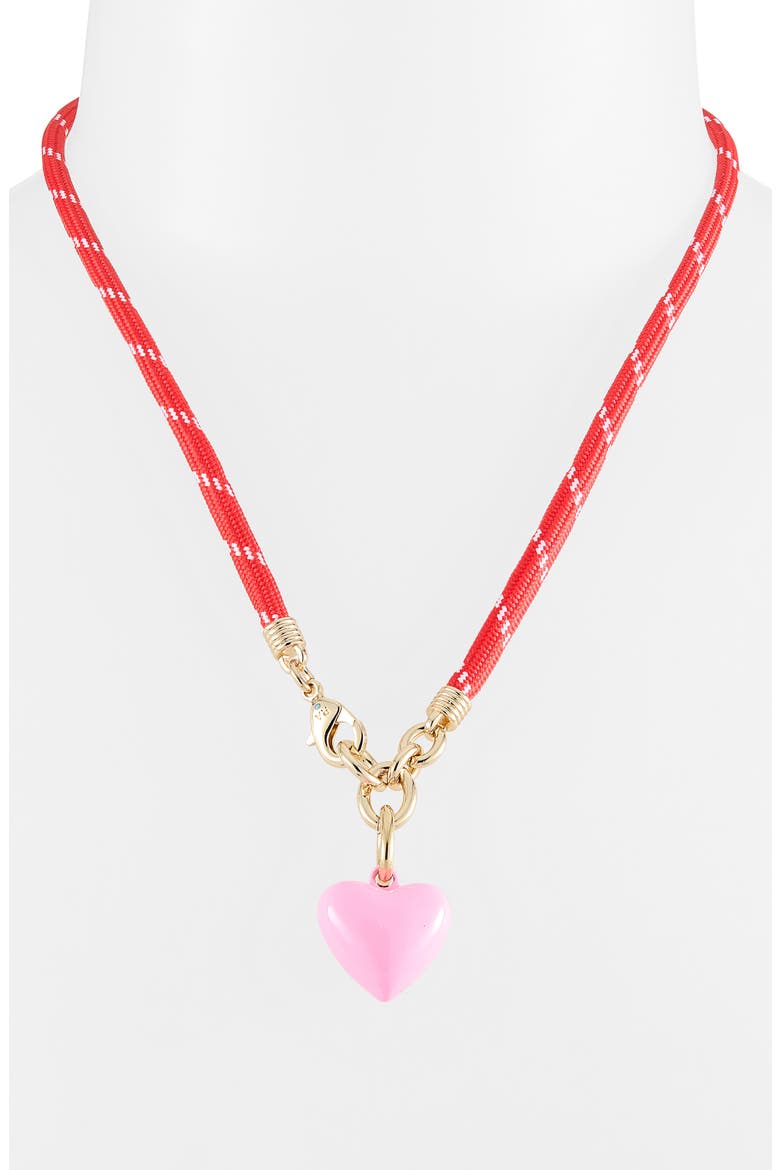 The Happy Cord Charm Necklace, Alternate, color, RED/ COTTON CANDY