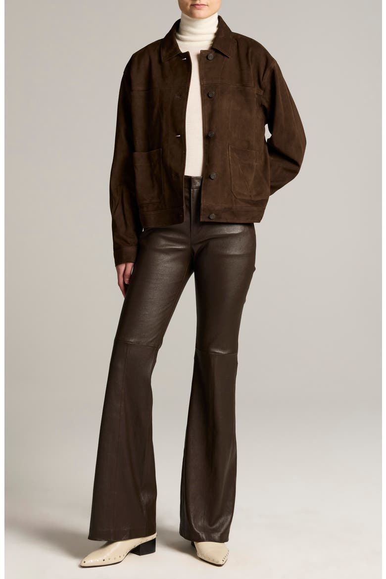 Suede Trucker Jacket, Alternate, color, PINEWOOD