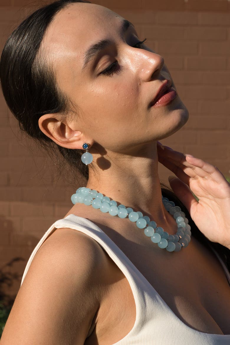 Isla Aquamarine Bead Drop Earrings, Alternate, color, Auqamarine