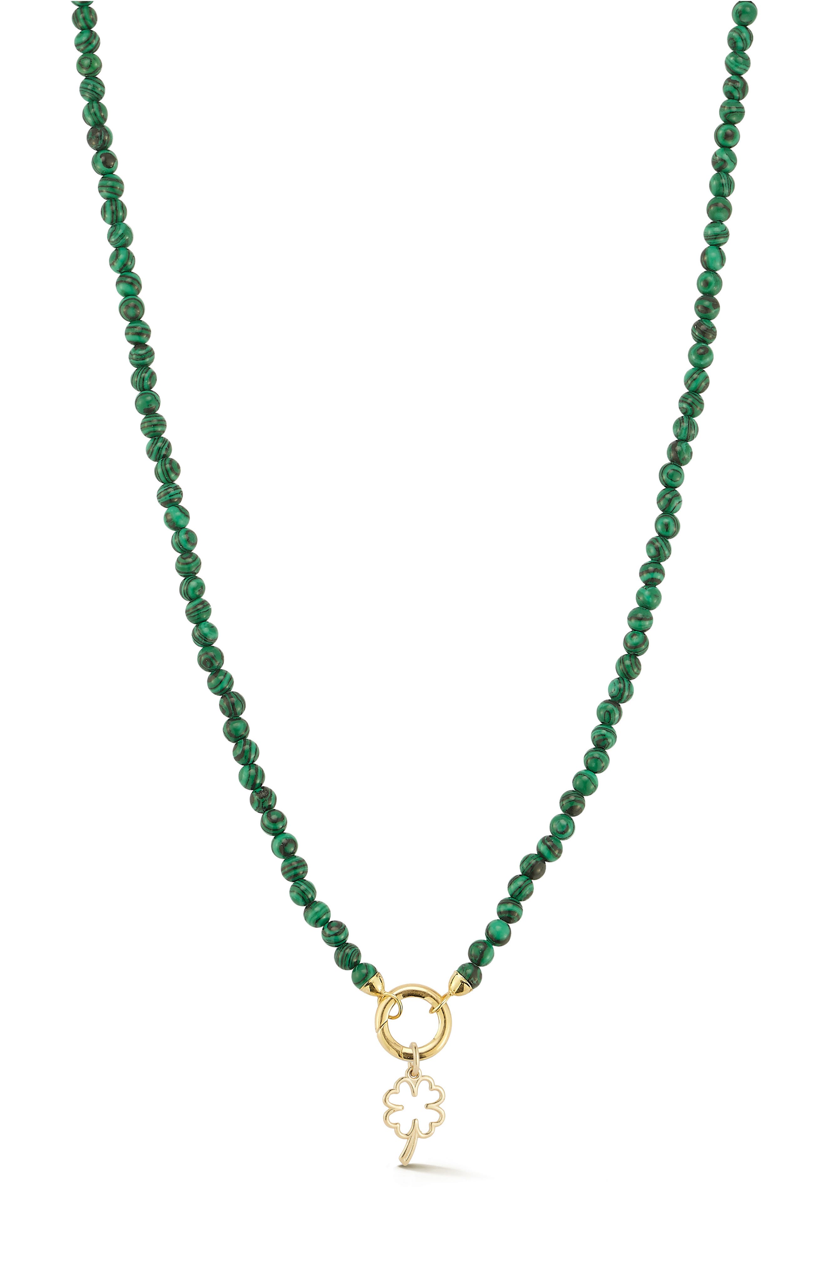 Ember Fine Jewelry 14K Yellow Gold Clover Charm Beaded Necklace