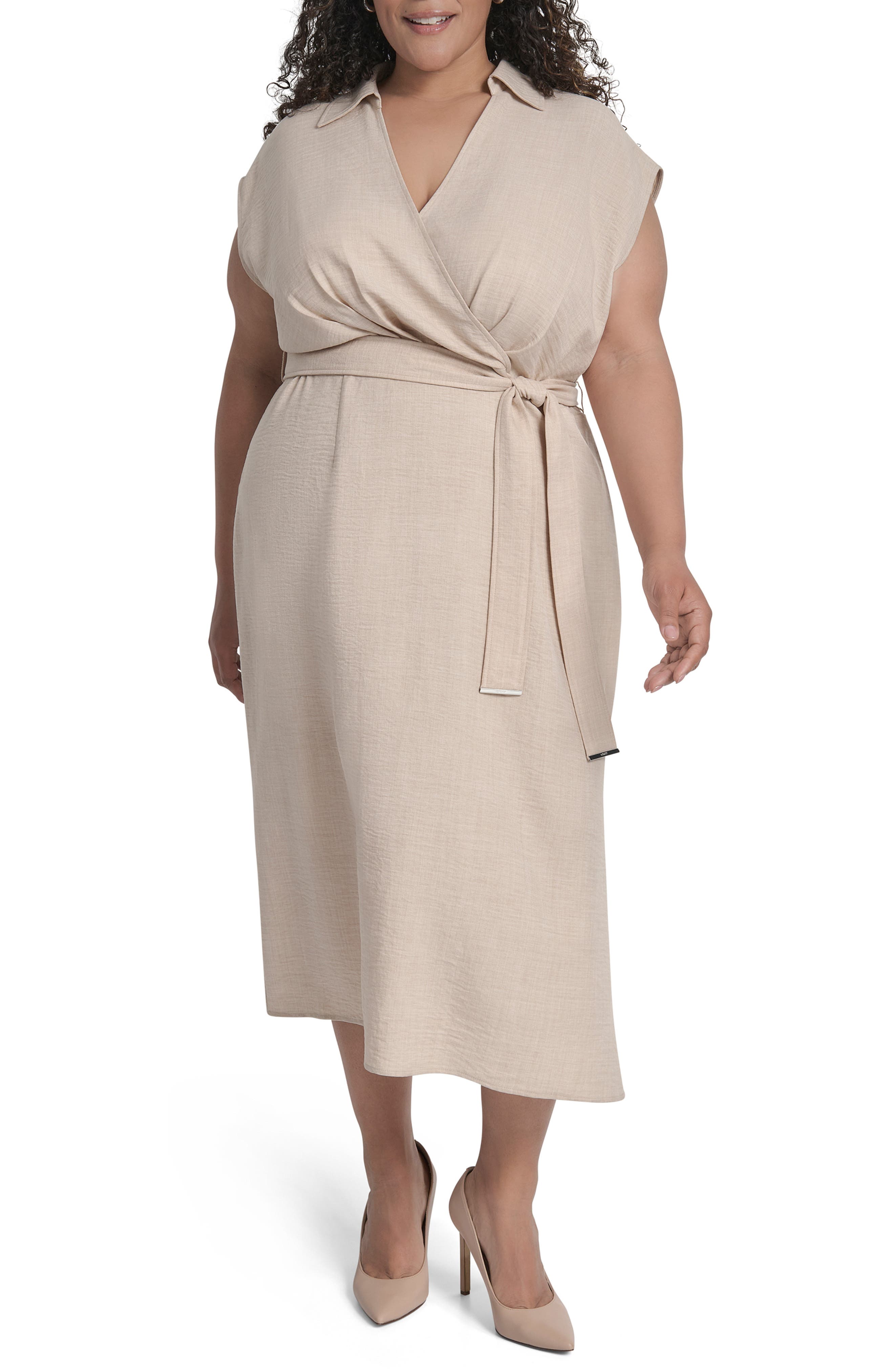 DKNY Cap Sleeve Midi Dress