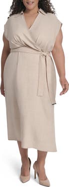 DKNY Cap Sleeve Midi Dress