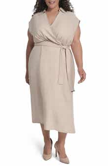 DKNY Cap Sleeve Midi Dress