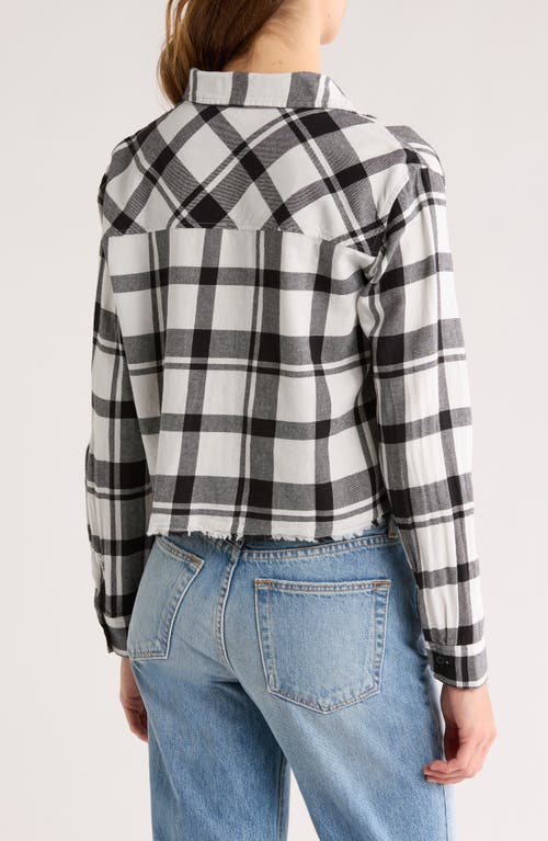 Thread & Supply Tia Plaid Crop Button-up Shirt In Black White Plaid