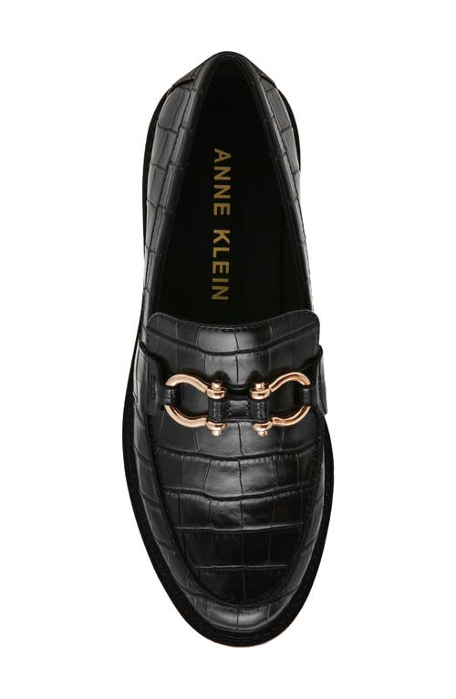 Anne Klein Ester Croc Embossed Loafer In Black