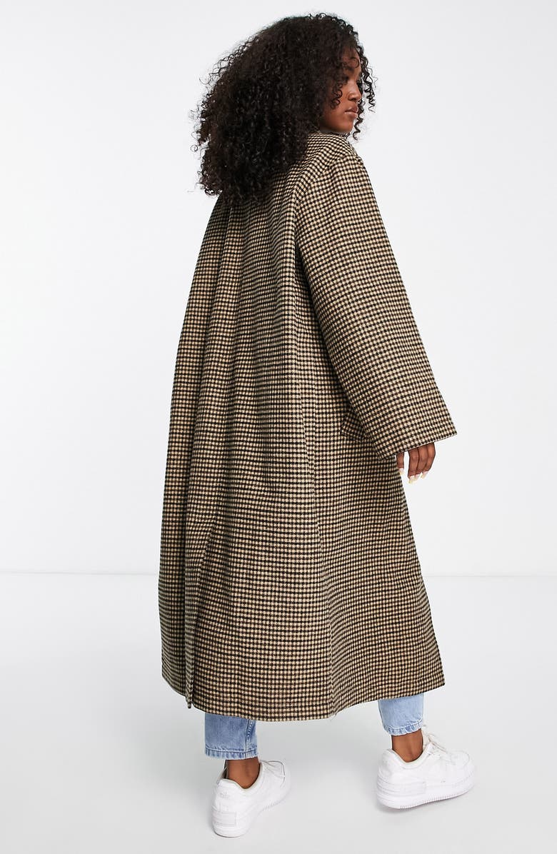 ASOS DESIGN Houndstooth Long Coat, Alternate, color,