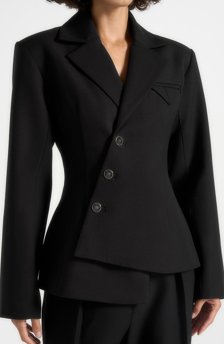 Manière De Voir Thalia Asymmetric Tailored Double Breasted Blazer, Alternate, color, Black