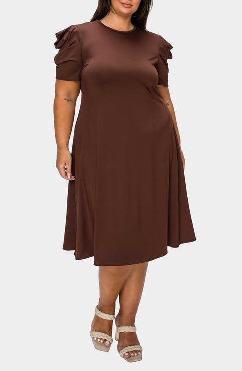 Aleyna Puff Sleeve A-Line Dress