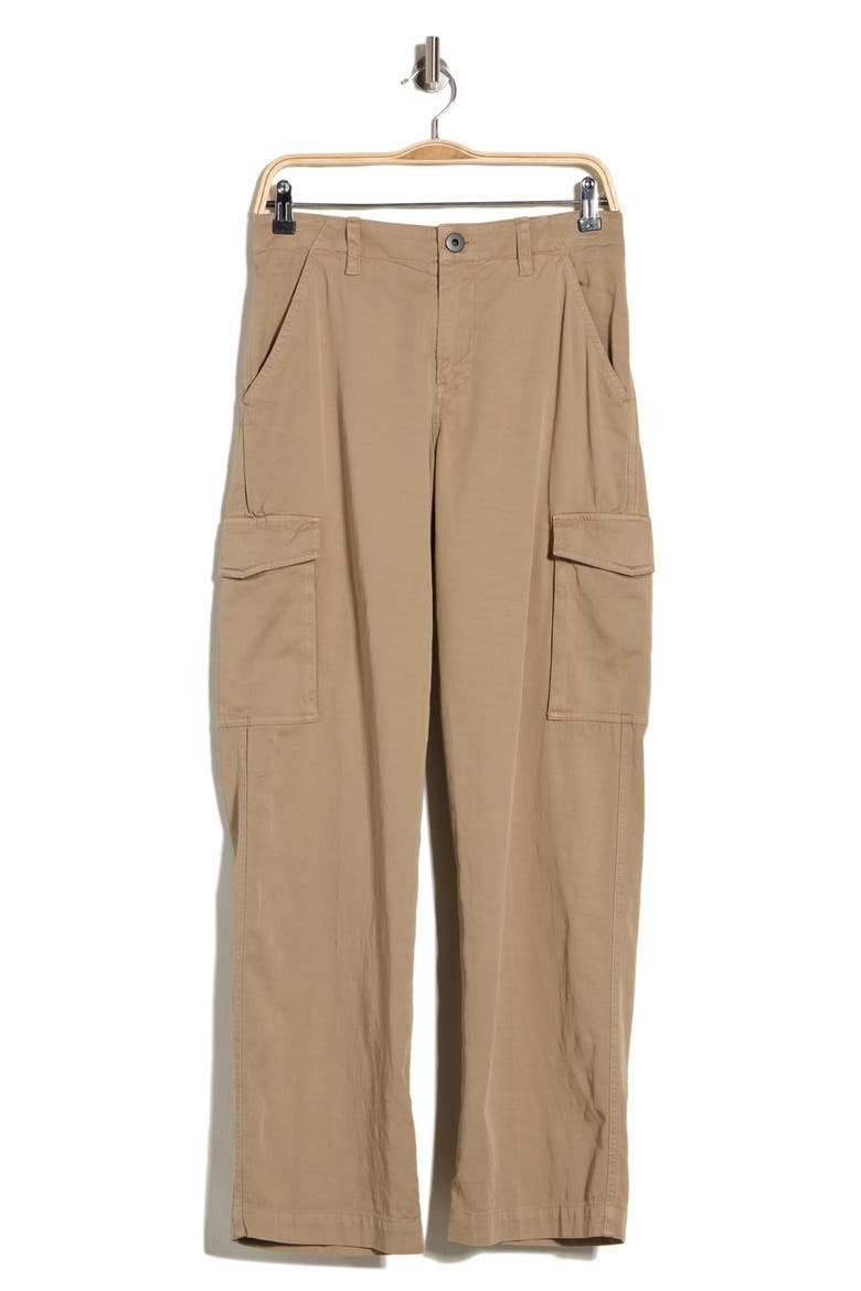 Mixed Media Wide Leg Cargo Pants, Main, color, COFFEE
