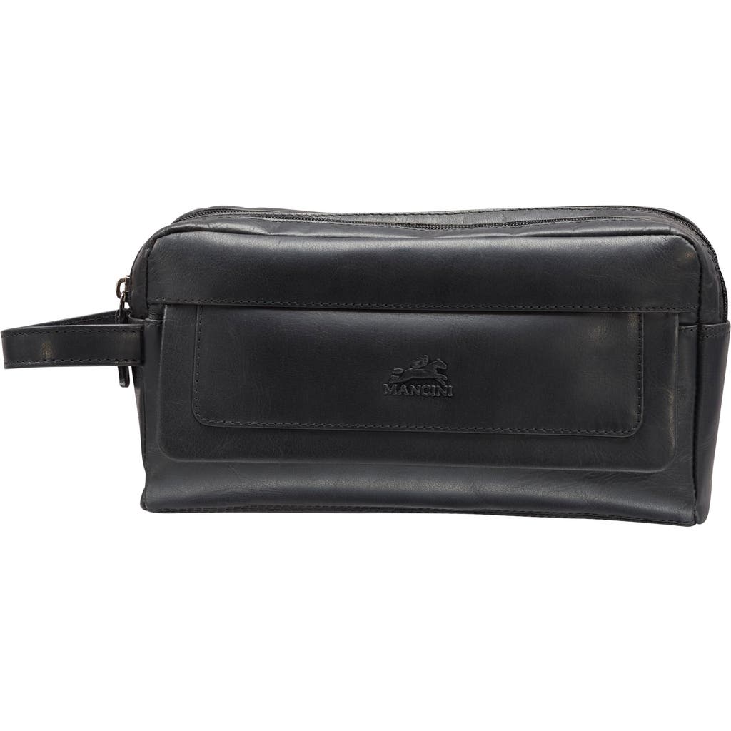 Mancini Two-compartment Toiletry Bag In Black