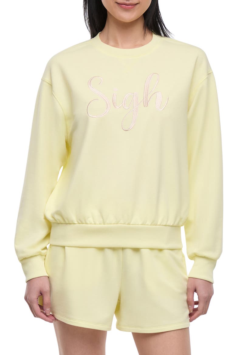 Sigh Sleep Sweatshirt & Shorts Set, Main, color, WAX YELLOW