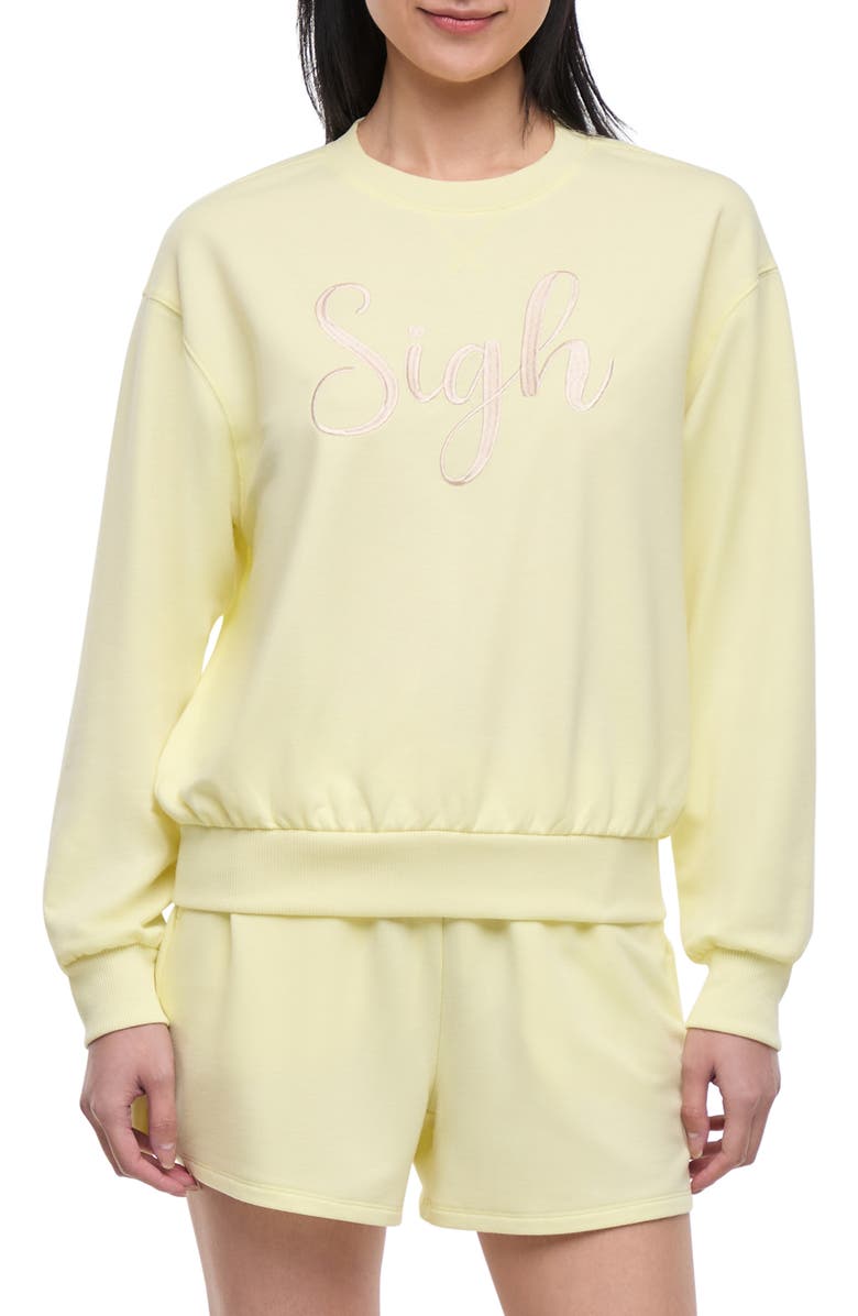 Wildfox Sigh Sleep Sweatshirt & Shorts Set, Main, color, Wax Yellow