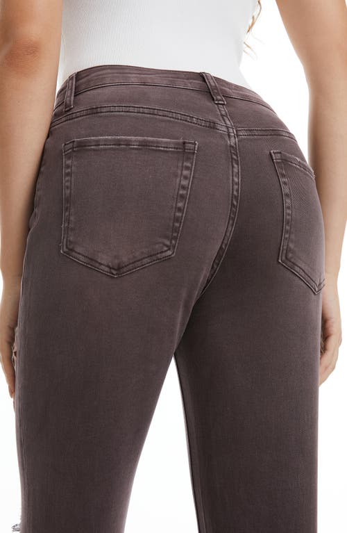 Bayeas High Waist Ripped Chew Hem Straight Leg Jeans