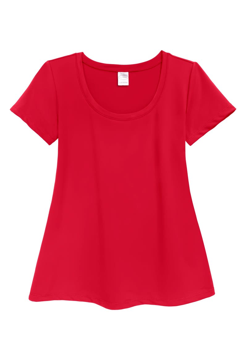 Women's UPF 50+ Short Sleeve Flowy Swim Rashguard, Main, color, Red