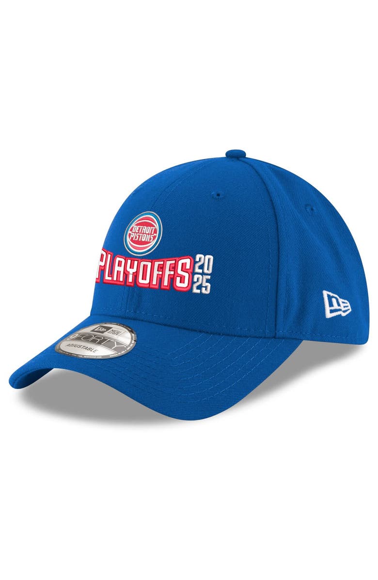 New Era Men's New Era Blue Detroit Pistons 2025 NBA Playoffs 9FORTY A-Frame M-Crown Adjustable Hat, Main, color, 