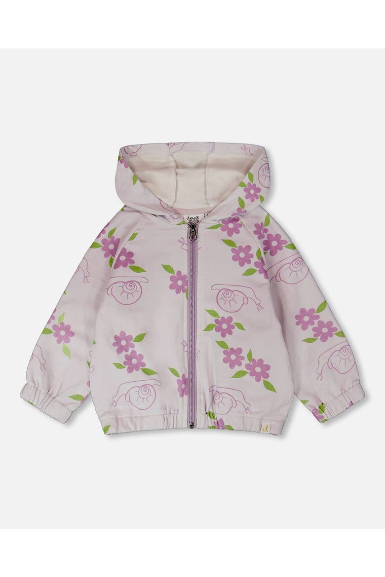 French Terry Snails Print Hooded Cardigan, Main, color, Lilac Snails Print
