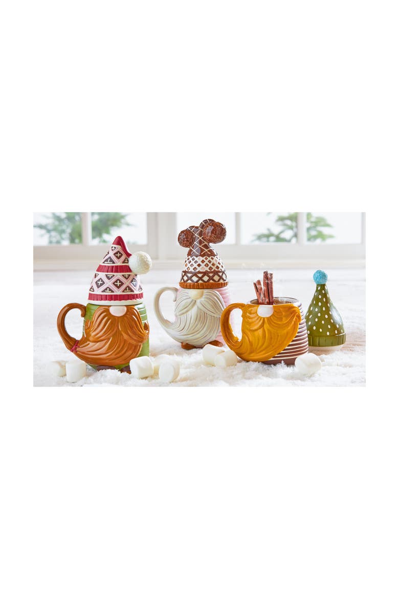 Valter Gnome Lidded Mug Ceramic Drinkware Christmas Design, Alternate, color, Multicolored