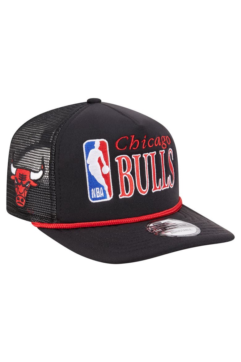 Men's New Era  Black Chicago Bulls Team Logo Foam Front 19TWENTY A-Frame Trucker Adjustable Hat, Main, color, Black