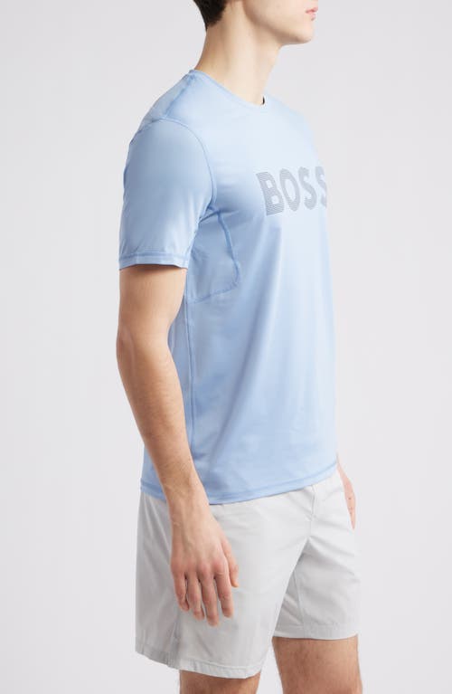 Hugo Boss Boss Slim Fit Performance Logo Graphic T-shirt In Open Blue