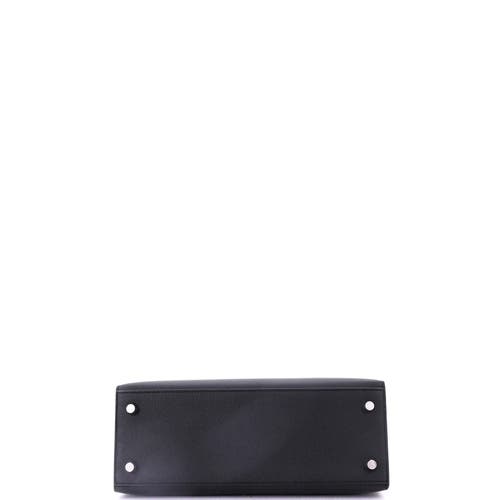 Pre-owned Hermes Hermes Kelly Handbag Black Epsom With Palladium Hardware 25 In Black