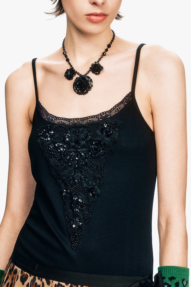 Deco Tees Camisole, Alternate, color, BLACK