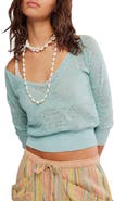 Free People Open Stitch Crop Linen Blend Sweater