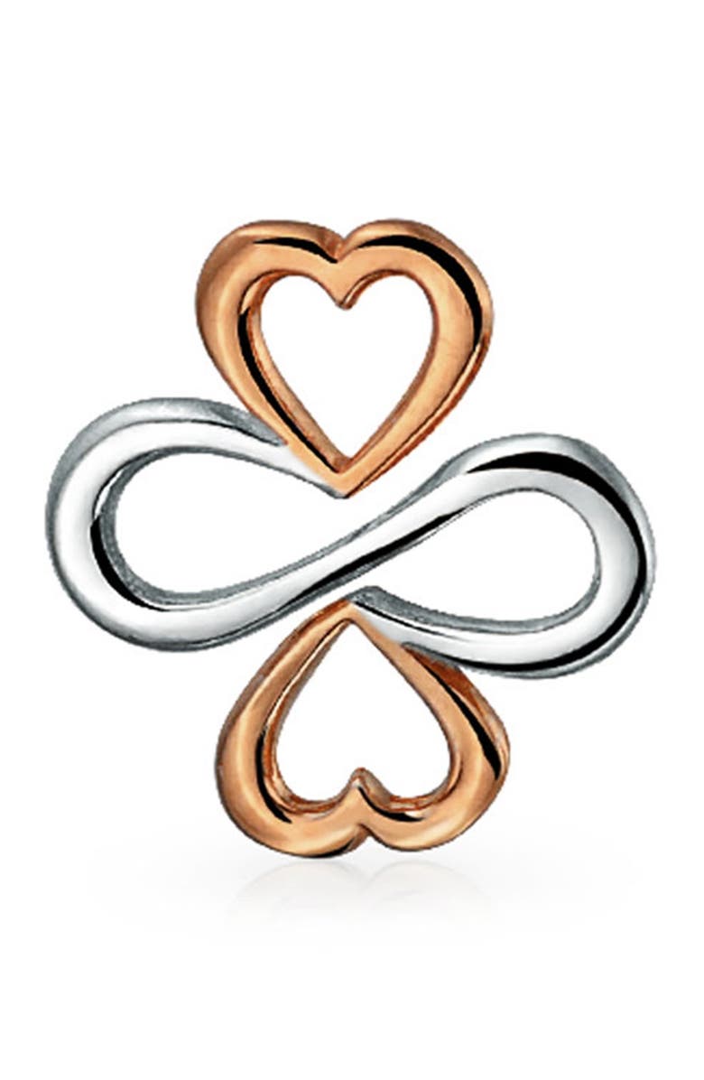 BLING JEWELRY Two-Tone Ayllu Symbol Heart Infinity Clover Stud Earrings, Alternate, color, 