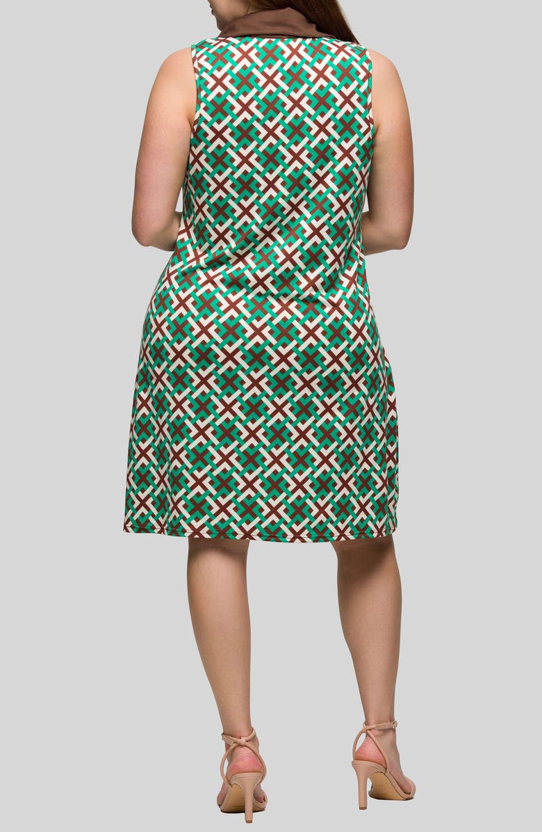 24seven Comfort Apparel Johnny Collar Sleeveless Shift Dress, Alternate, color, Green Multi