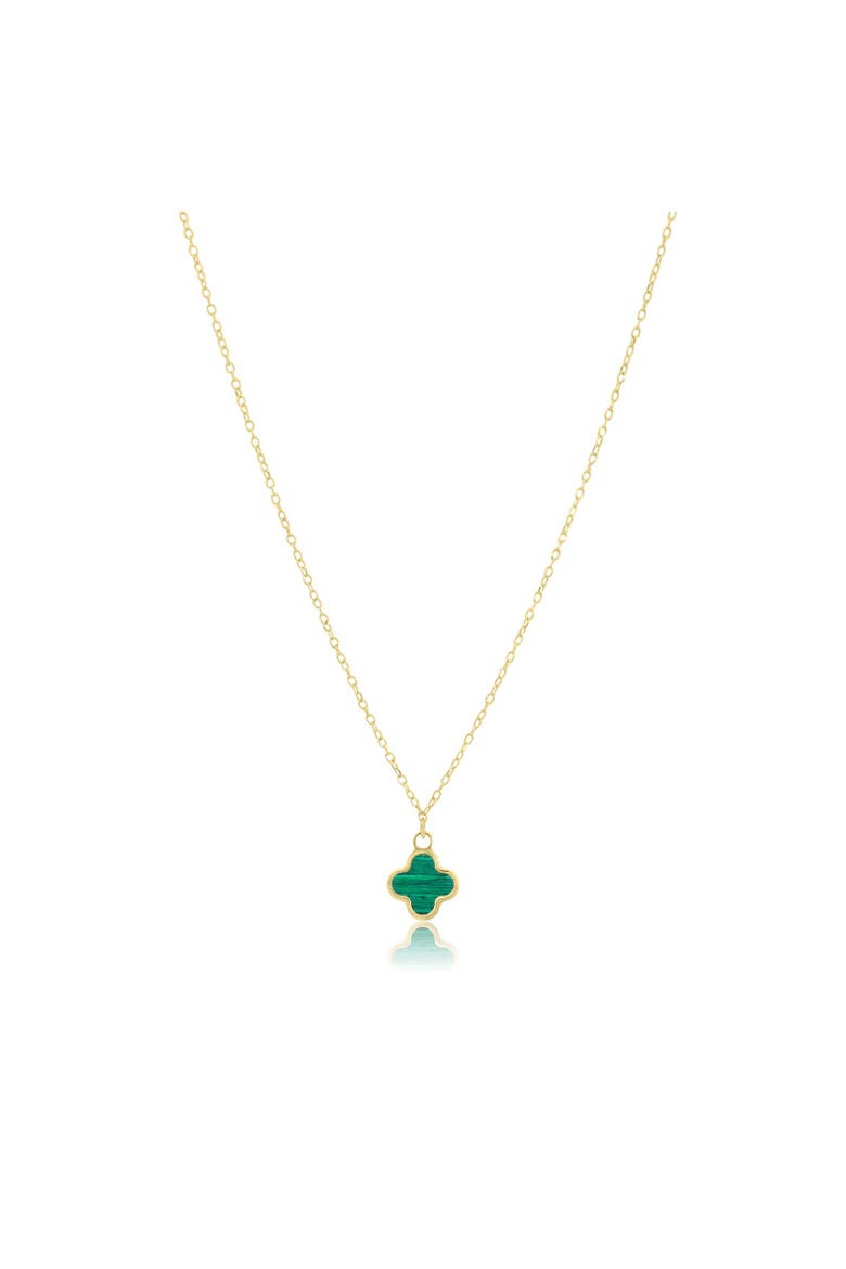 Mini Malachite Single Clover Necklace, Main, color, Malachite