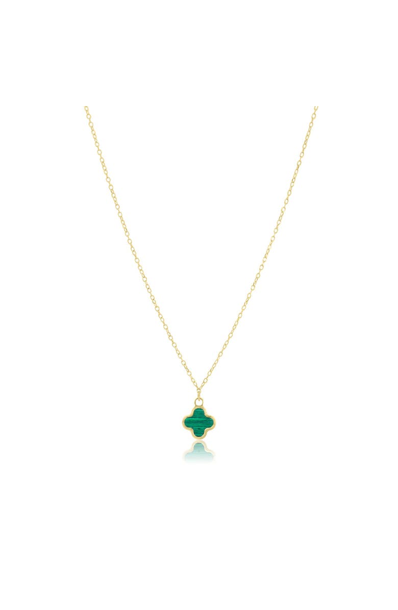 The Lovery Fine Jewelry Mini Malachite Single Clover Necklace, Main, color, Malachite
