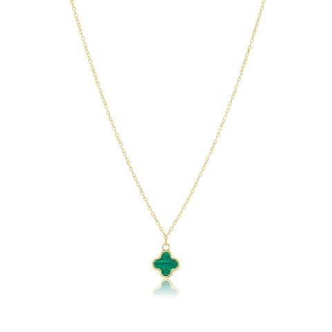 Mini Malachite Single Clover Necklace
