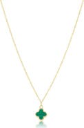 The Lovery Fine Jewelry Mini Malachite Single Clover Necklace