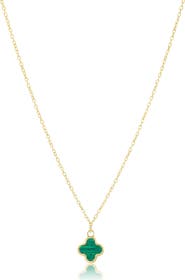 The Lovery Fine Jewelry Mini Malachite Single Clover Necklace