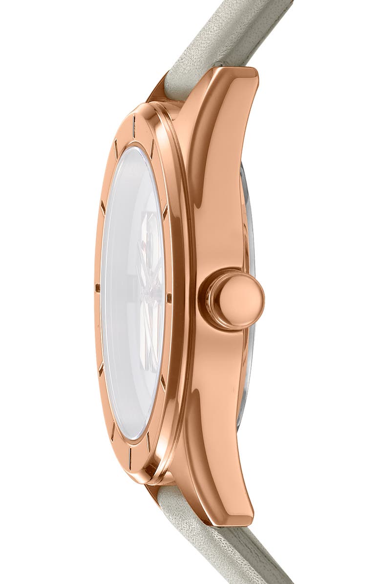 GEVRIL 316L Leather Strap Watch, Alternate, color, Grey