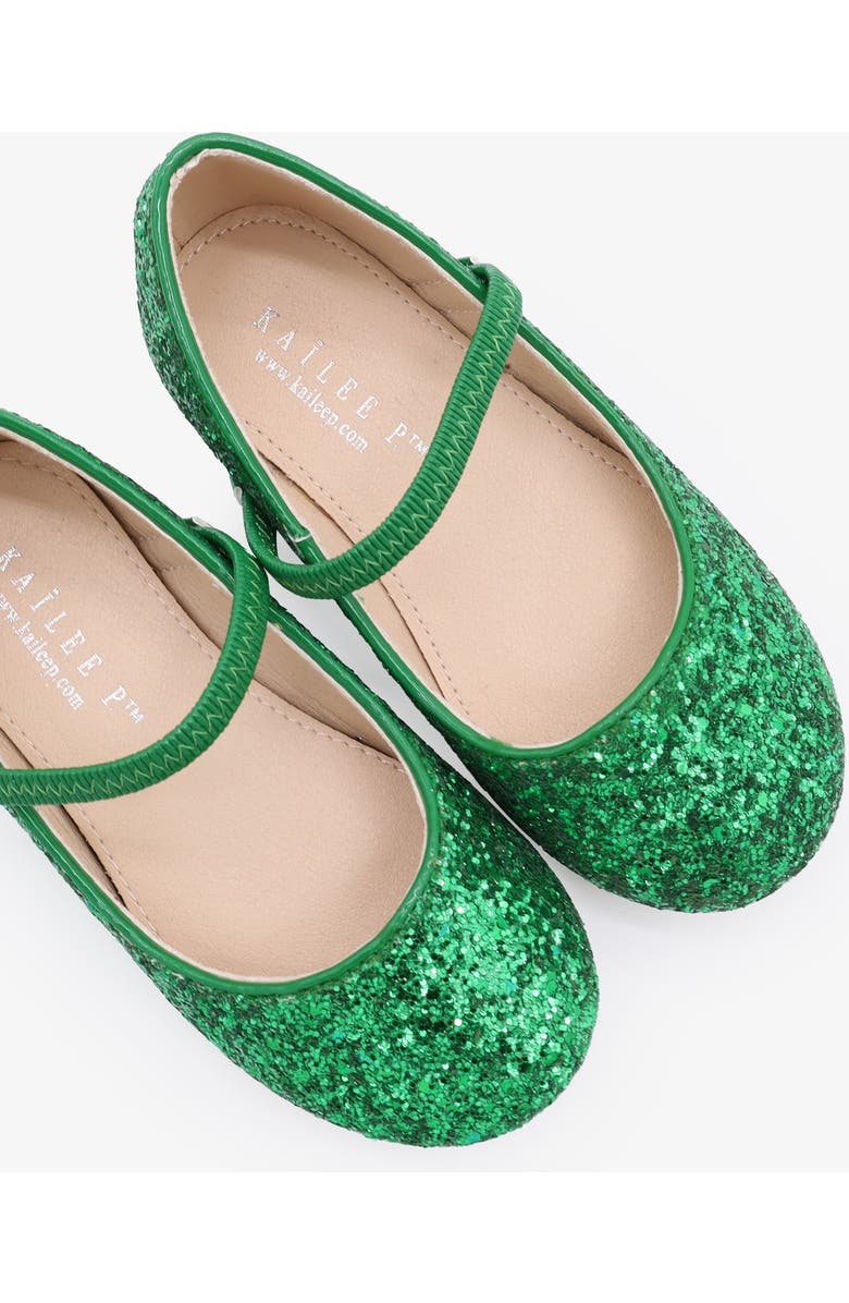 Kailee P Ridley-RG Rock Glitter Mary Jane Ballet Flats, Alternate, color, Green