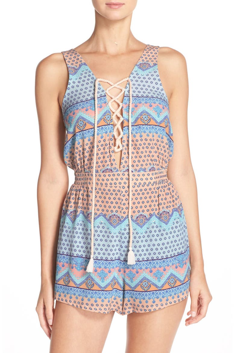 'Ray of Light' Romper, Main, color, MULTI BLUE