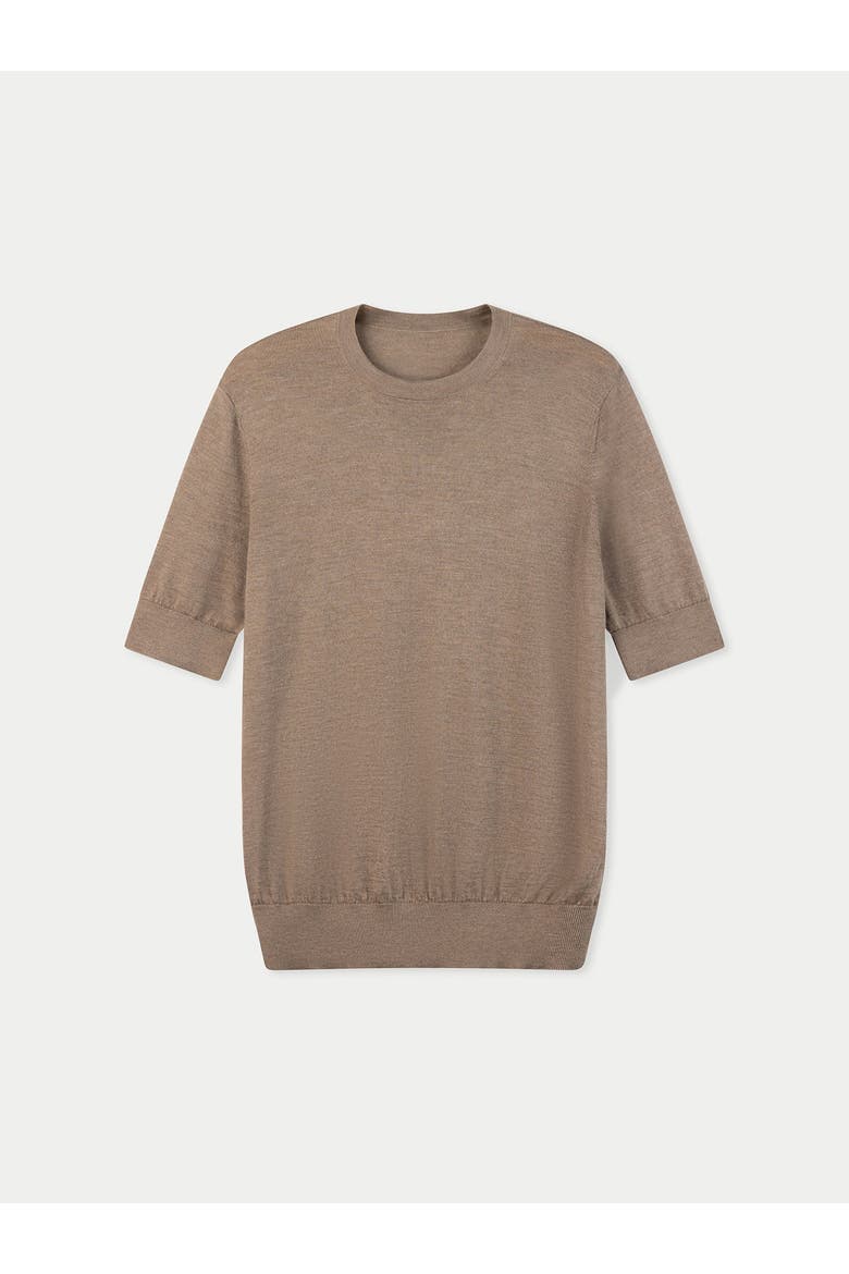 Silk Cashmere Crew Neck T-Shirt, Main, color, timber wolf