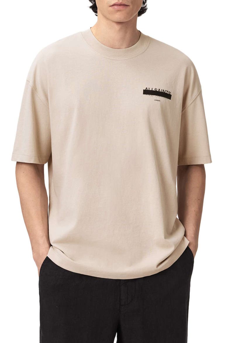 Redact Mock Neck Graphic T-Shirt, Main, color, FEATHER TAUPE