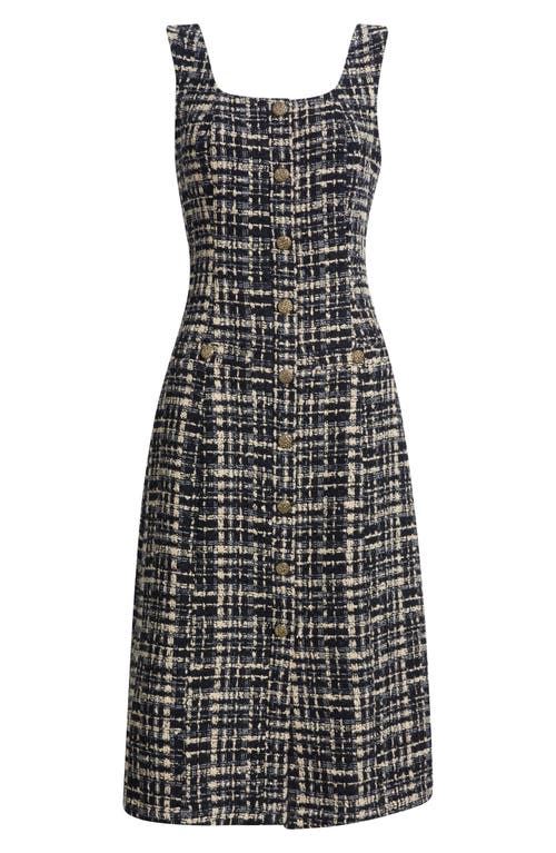Zoe And Claire Tweed Fit & Flare Midi Dress In Multi