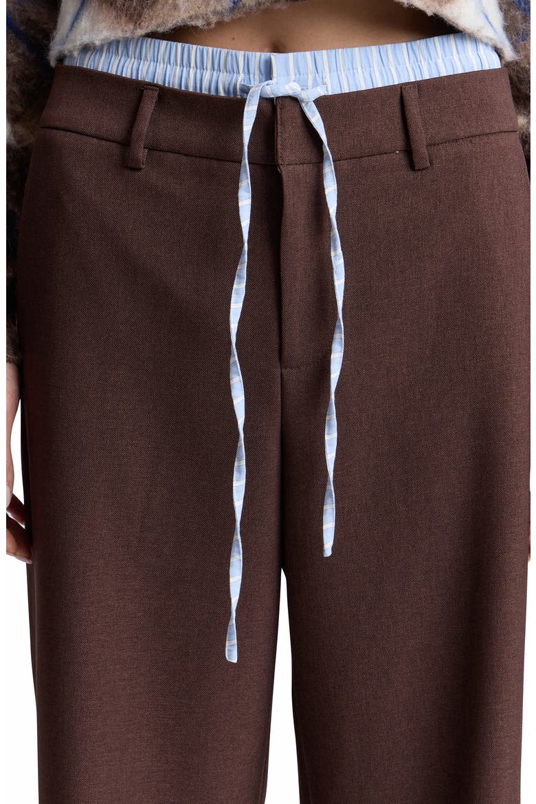 Double Waistband Wide Leg Pants, Alternate, color, BRICK