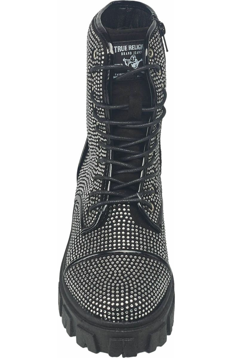 True Religion Gee Rhinestone Combat Boot, Alternate, color,