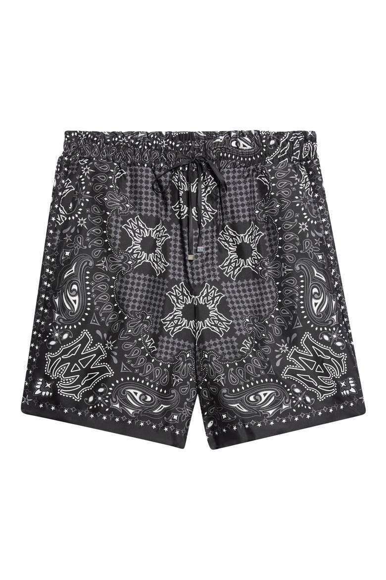 MA Check Silk Shorts, Main, color, BLACK