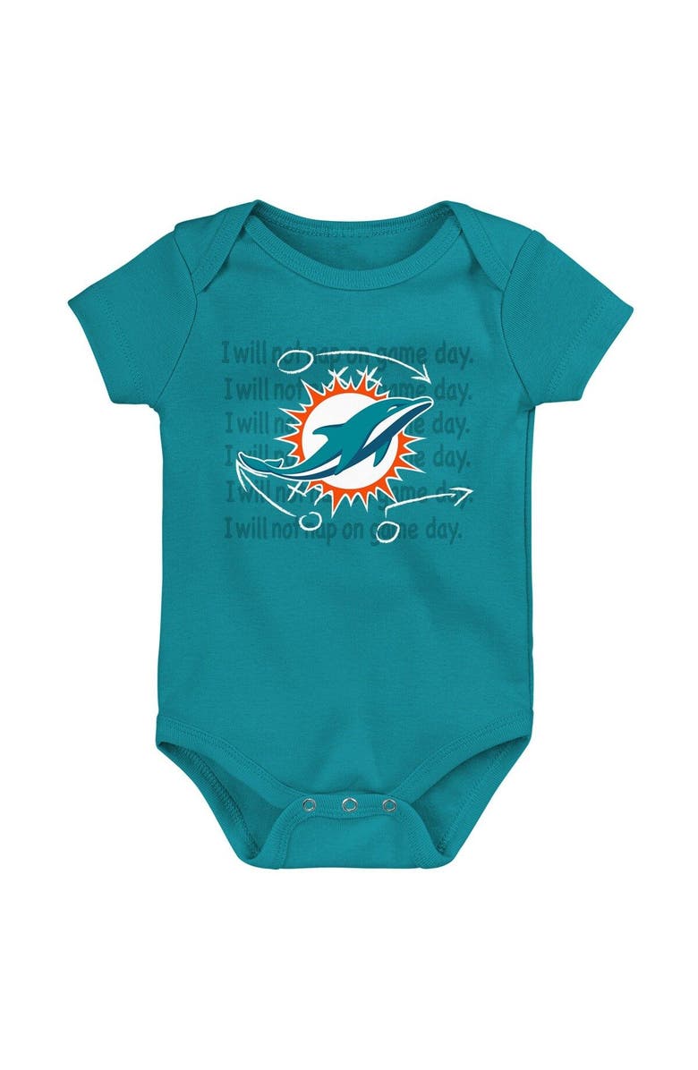 Outerstuff Newborn & Infant Aqua/Orange/Heather Gray Miami Dolphins Three-Pack Eat, Sleep & Drool Retro Bodysuit Set, Alternate, color, 