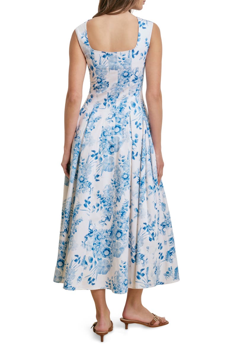 Favorite Daughter The Muse Floral Stretch Cotton Midi Dress, Alternate, color, Blue/ White Floral