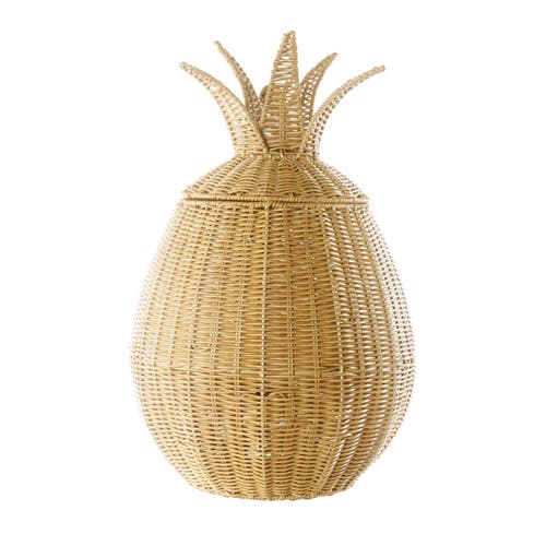 Kaplan Early Learning Company Pineapple Washable Wicker Floor Basket In Brown
