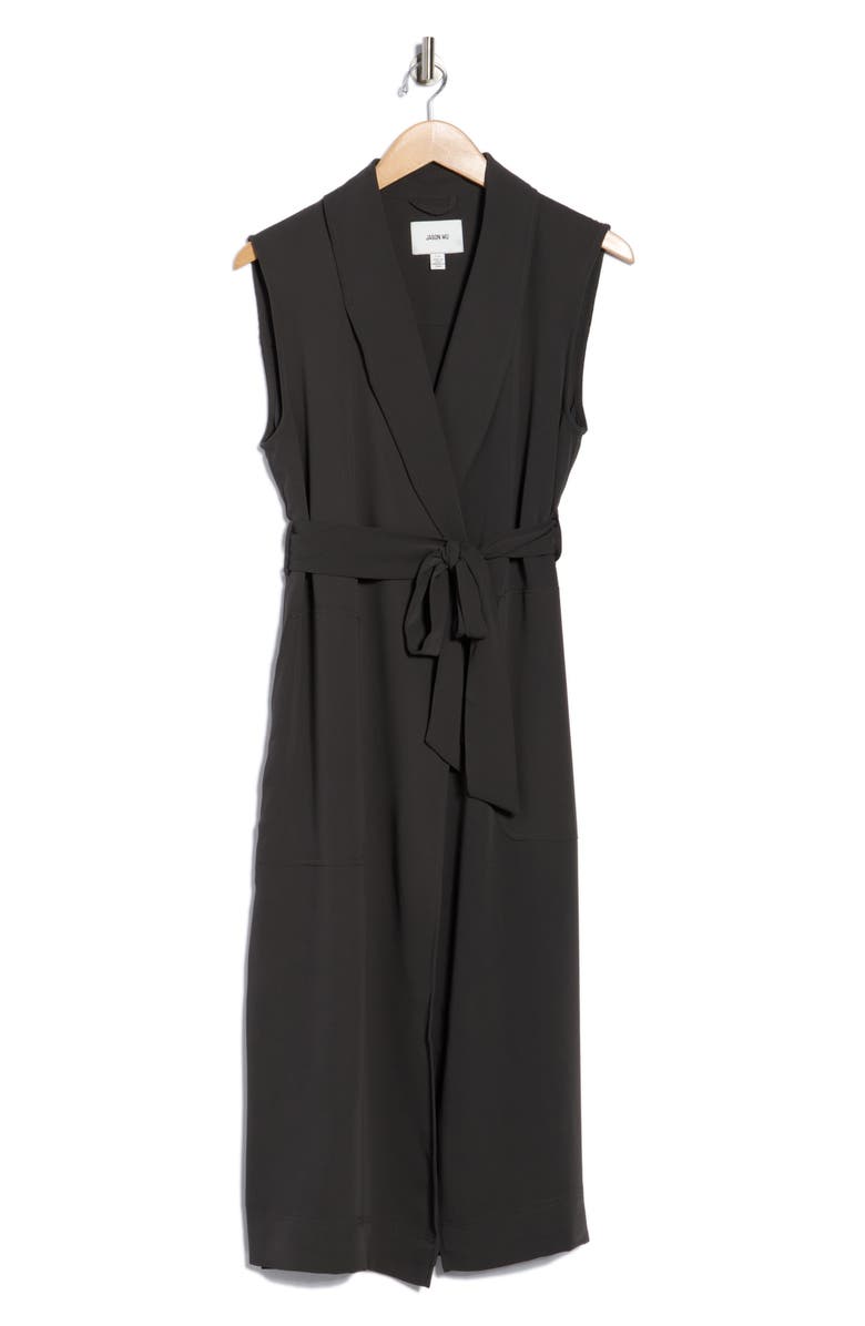 JASON WU Sleeveless Belted Robe Vest, Alternate, color, Carbon